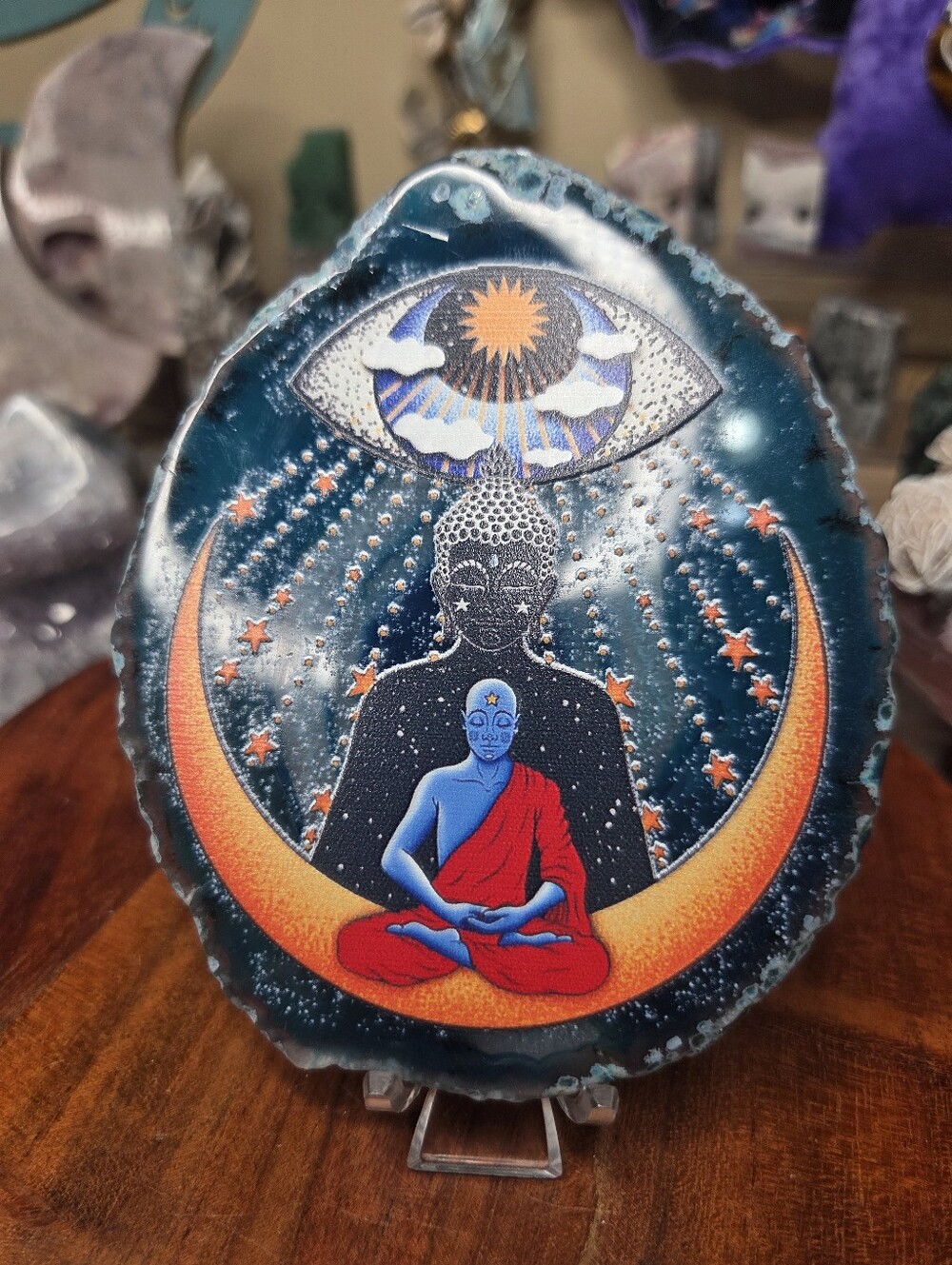 Agate Disc ( Meditating Buddah )  4 X 4 (Harmony)